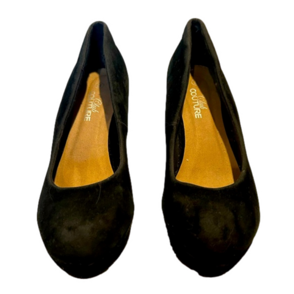 Vintage Club Couture Black Velvet platform Wedge heel shoe 8